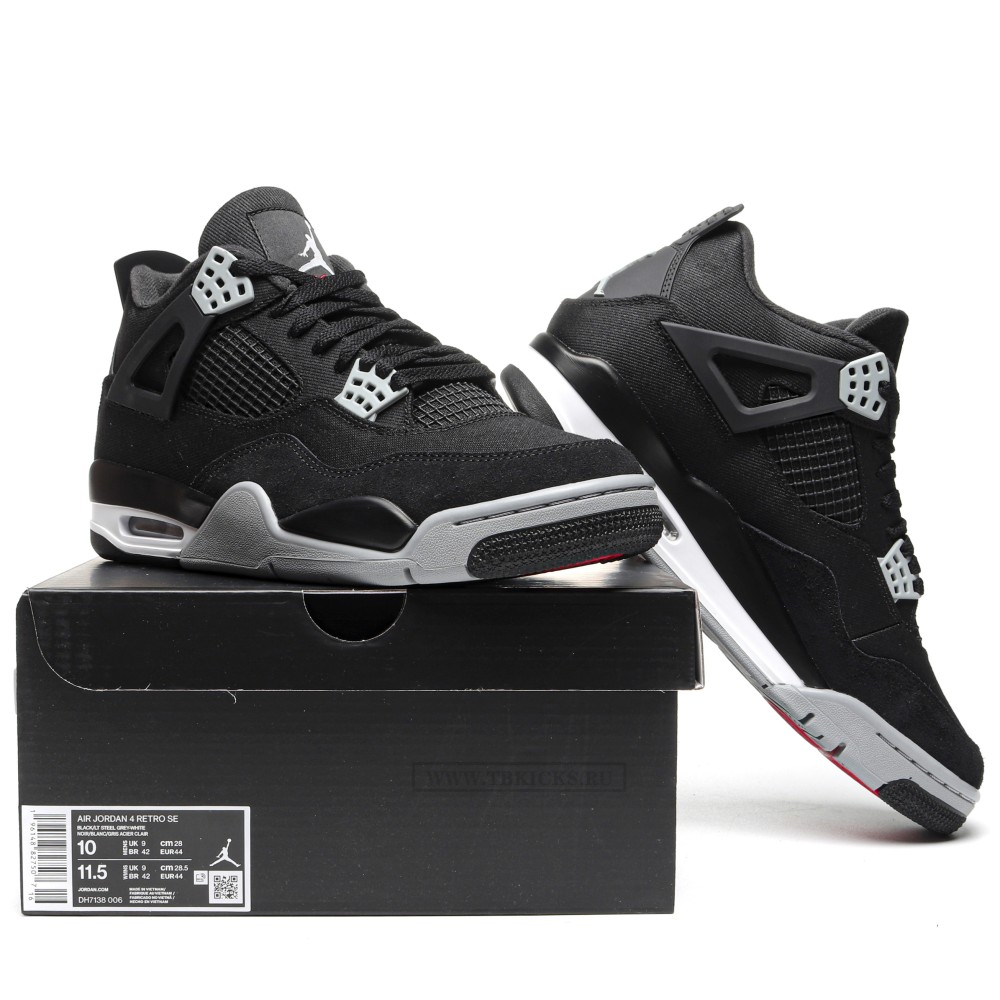 TBkicks Air Jordan 4 Retro SE Black Canvas