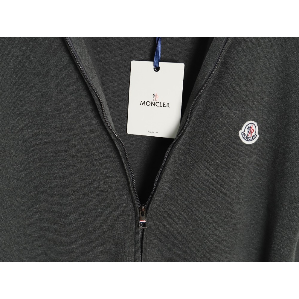 TBKicks M0ncler/mask classic logo on the chest zipper knitted sweater cardigan jacket Grey