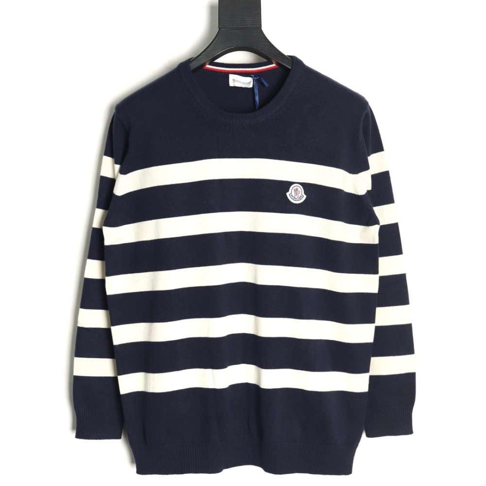 TBKicks M0ncler/mask classic logo on the chest knitted round-neck striped sweater
