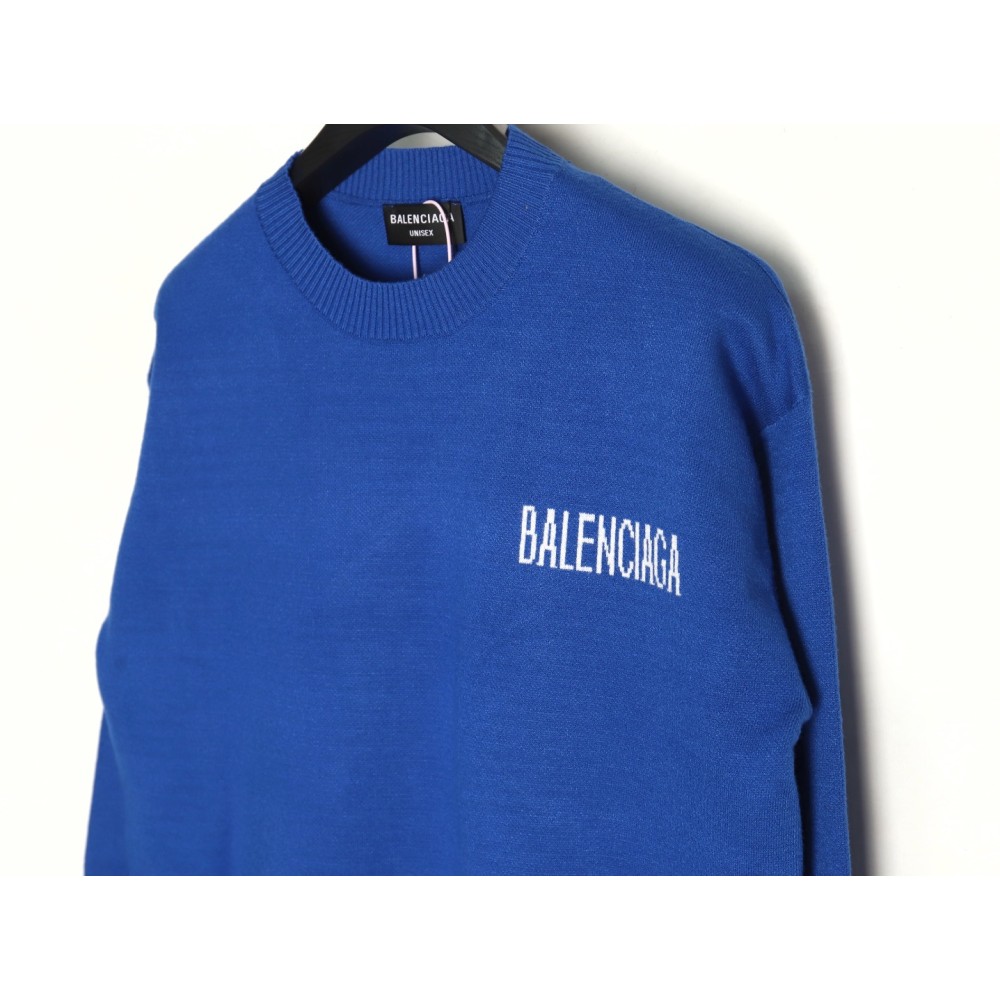 TBKicks Bal**ciaga Parisian Coke Classic Letter Knitted Round Neck Sweater Blue