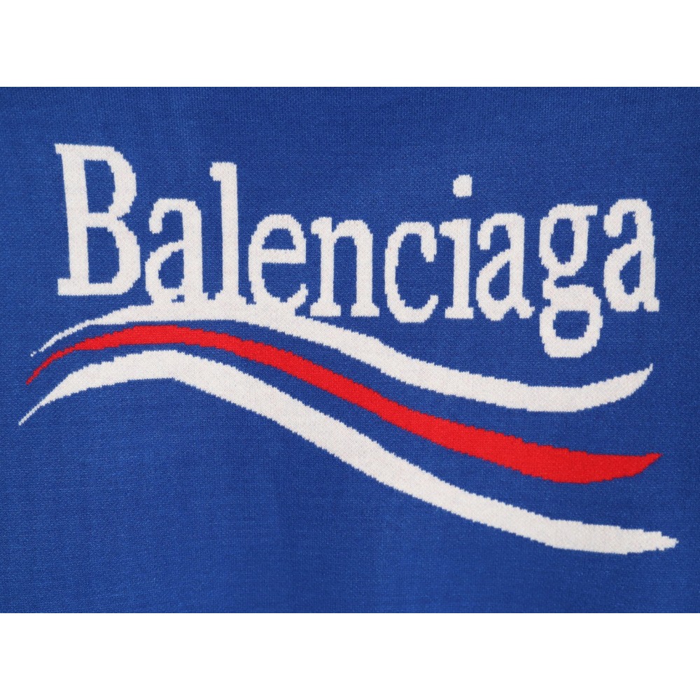 TBKicks Bal**ciaga Parisian Coke Classic Letter Knitted Round Neck Sweater Blue