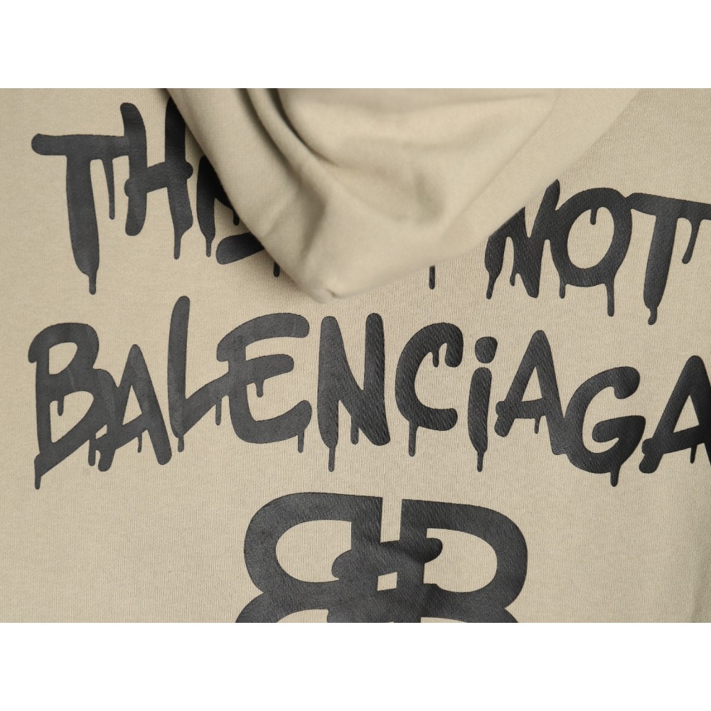 TBKicks Bal**ciaga Parisian 24Fw spoof graffiti letter logo printed hooded sweatshirt Khaki