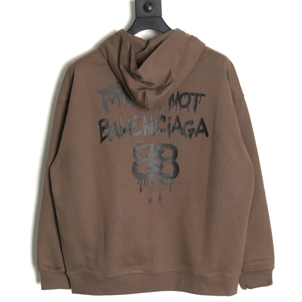 TBKicks Bal**ciaga Parisian 24Fw spoof graffiti letter logo printed hooded sweatshirt Brown