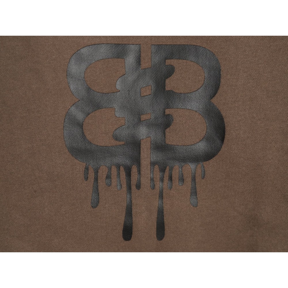 TBKicks Bal**ciaga Parisian 24Fw spoof graffiti letter logo printed hooded sweatshirt Brown