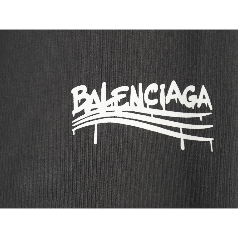 TBKicks Bal**ciaga Parisian 24Fw spoof graffiti letter logo printed hooded sweatshirt Black
