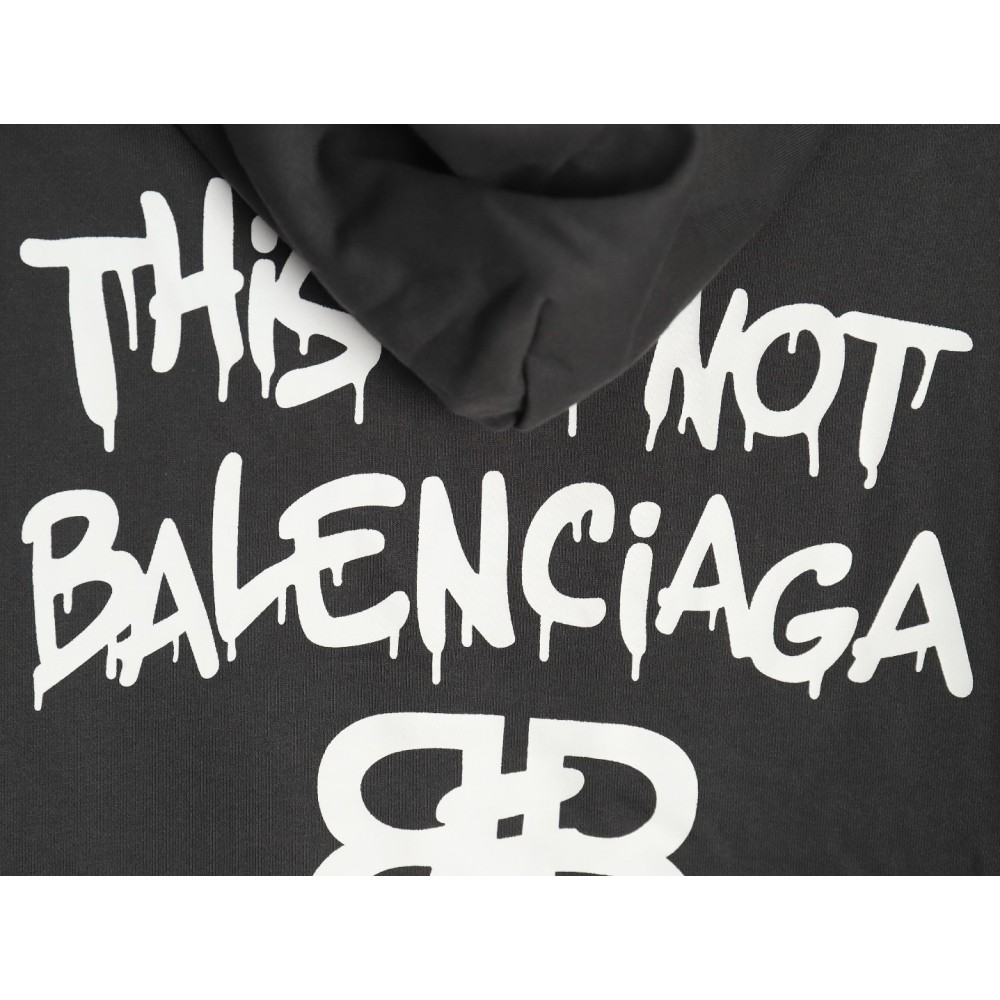 TBKicks Bal**ciaga Parisian 24Fw spoof graffiti letter logo printed hooded sweatshirt Black