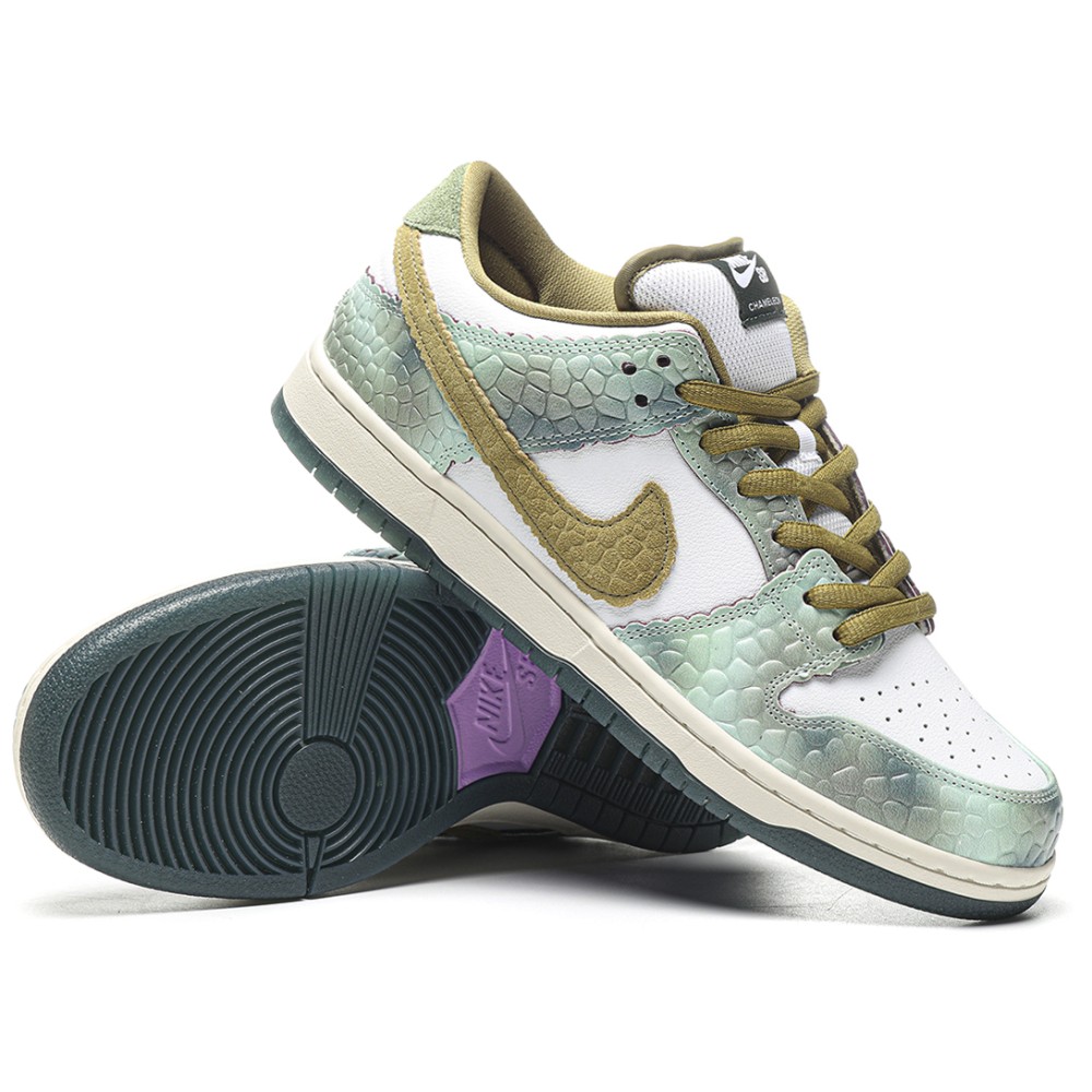 TBkicks Nike SB Dunk Low Alexis Sablone Chameleon  OIL GREEN/DESERT MOSS/WHITE